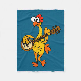 Smileteestank Funny Rubber Chicken Playing Banjo C Fleece Blanket