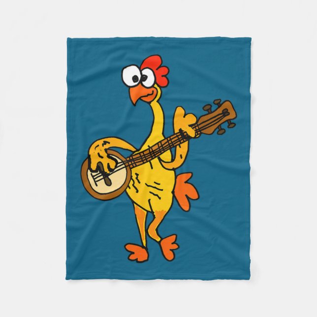 Smileteestank Funny Rubber Chicken Playing Banjo C Fleece Blanket (Front)