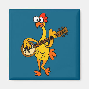 Smileteestank Funny Rubber Chicken Playing Banjo C Magnet