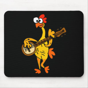 Smileteestank Funny Rubber Chicken Playing Banjo C Mouse Mat