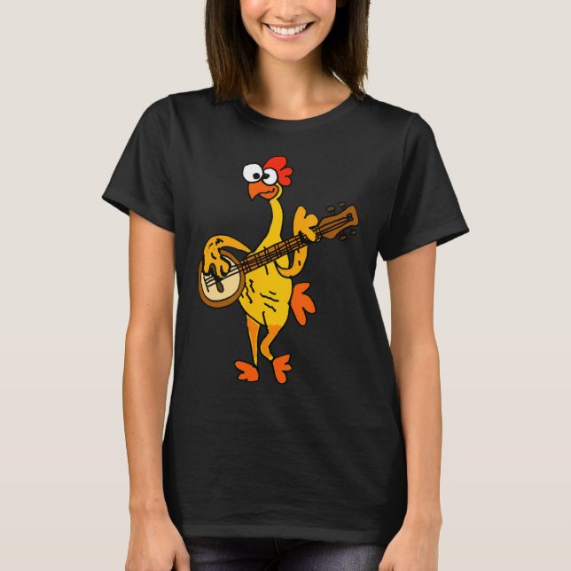 Smileteestank Funny Rubber Chicken Playing Banjo C T-Shirt (Front)