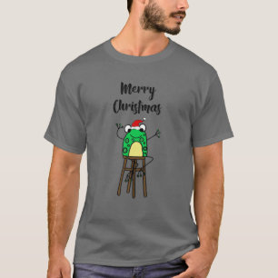 SmileteesXMASa Funny Frog in Santa Hat Merry Chris T-Shirt