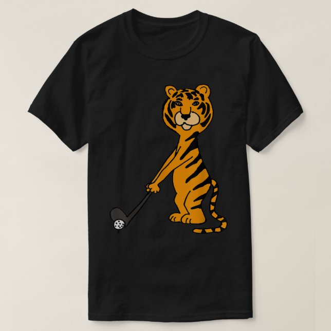 Smiletodaytees Cool Tiger Cat Playing Golf  T-Shirt (Design Front)