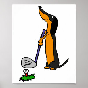 Smiletodaytees Funny Dachshund Dog Golf Poster