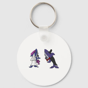 Smiletodaytees Funny Shark Bride And Groom _1 Key Ring