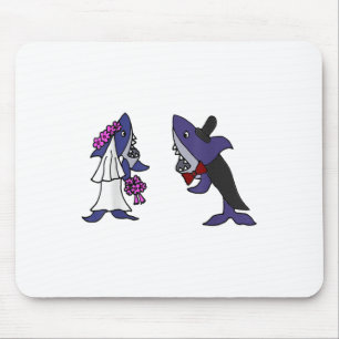 Smiletodaytees Funny Shark Bride And Groom _1 Mouse Mat