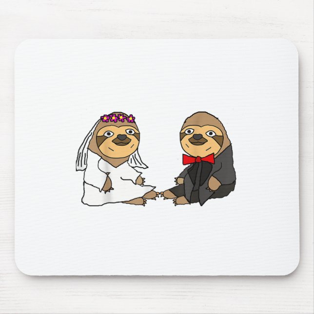 Smiletodaytees Funny Sloth Bride And Groom Wedding Mouse Mat (Front)