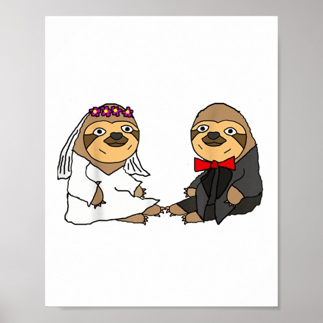 Smiletodaytees Funny Sloth Bride And Groom Wedding Poster (Front)