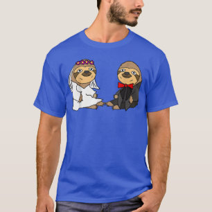 Smiletodaytees Funny Sloth Bride and Groom Wedding T-Shirt
