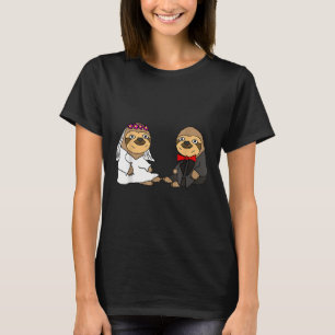 Smiletodaytees Funny Sloth Bride And Groom Wedding T-Shirt