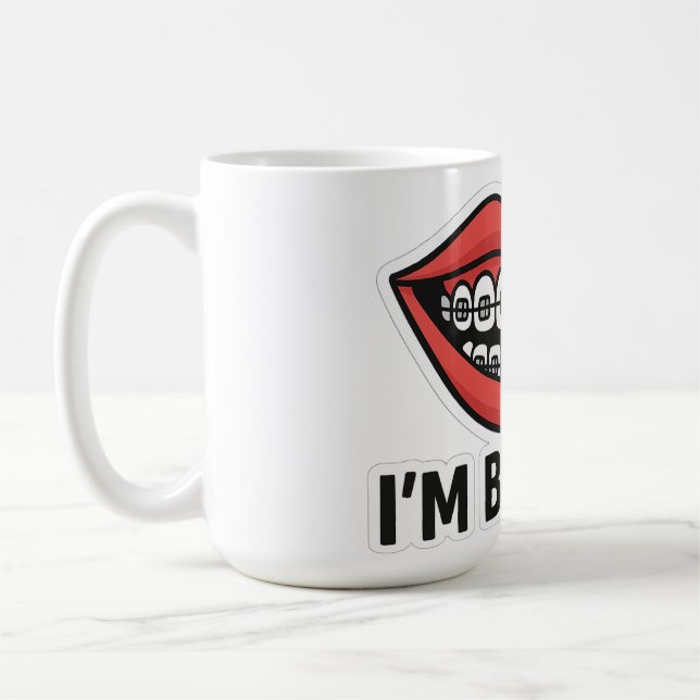 Smiley Braces Fun Sticker – Colourful Lips  Coffee Mug (Left)