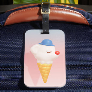 Smiley Cone: 3D Cute Dog Ice Cream Character Art Luggage Tag