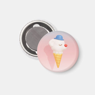 Smiley Cone: 3D Cute Dog Ice Cream Character Art Magnet