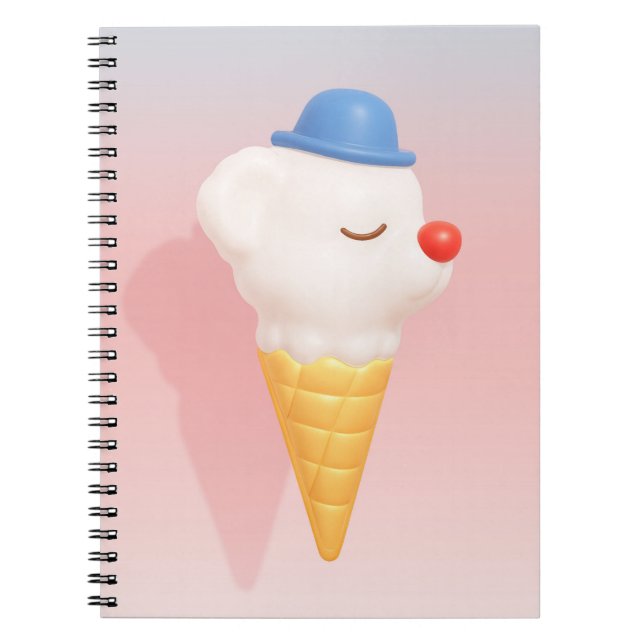 Smiley Cone: 3D Cute Dog Ice Cream Character Art Notebook (Front)