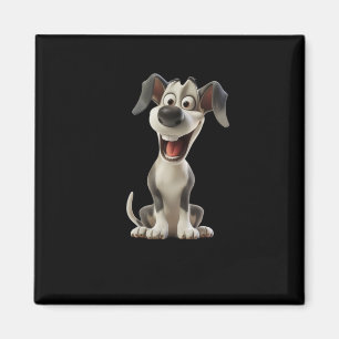 Smiley Dog (black Background) Sticker  Magnet
