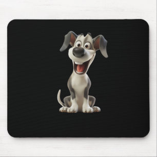 Smiley Dog (black Background) Sticker Mouse Mat