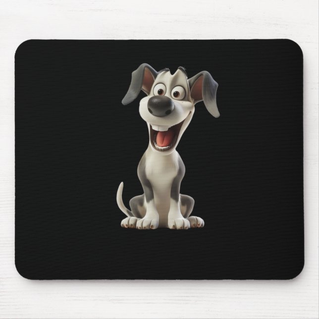 Smiley Dog (black Background) Sticker  Mouse Mat (Front)