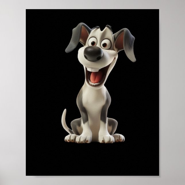 Smiley Dog (black Background) Sticker  Poster (Front)