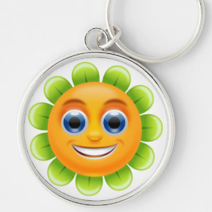 SMILEY FACE FLOWER KEY RING