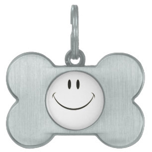 Smiley face pet name tag