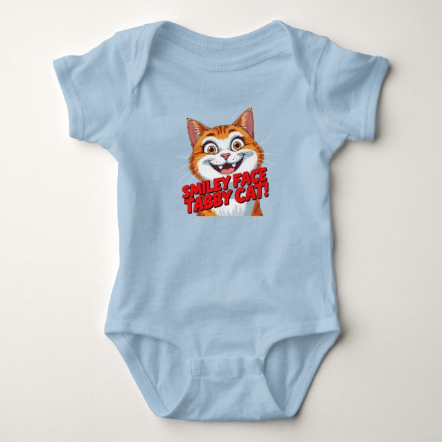 Smiley Face Tabby Cat!!! Baby BodySuit (Front)