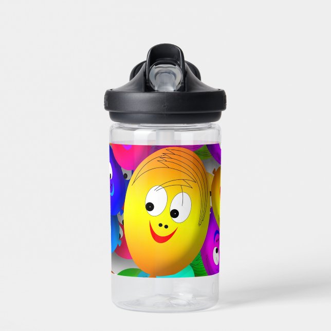 Smiley Faces Balloons Pattern-64171 Water Bottle (Front)