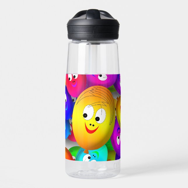 Smiley Faces Balloons Pattern-64171 Water Bottle (Front)