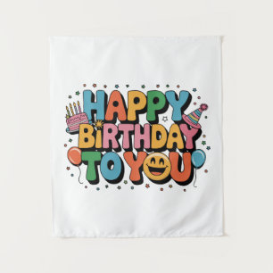 Smiley Happy Birthday Tapestry