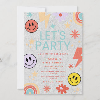 Smiley Kids Birthday Invitation-Custom Name & Age Invitation