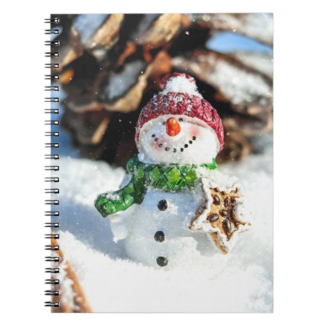 Smiley Little Snowman In Red Hat Notebook (Front)