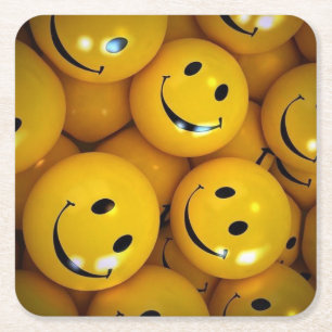 Smiley  square paper coaster