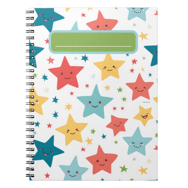 Smiley Stars Fun Nursery Happy kids Pattern  Notebook (Front)
