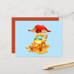 Smiley Sun Lounging On Beach Chair Postcard