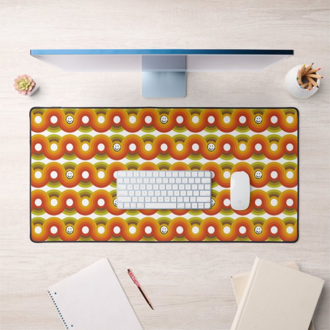 Smiley Vintage Retro Pattern No. 02 Desk Mat (Office 1)