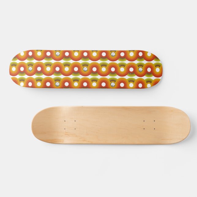 Smiley Vintage Retro Pattern No. 02 Skateboard (Horz)