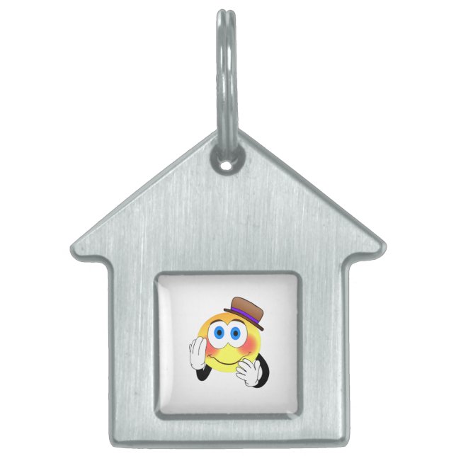 Smiley with hat cartoon pet ID tag (Front)
