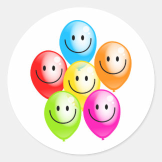 Smilie Balloons Classic Round Sticker
