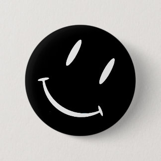 SMILIE BLACK WHITE 6 CM ROUND BADGE