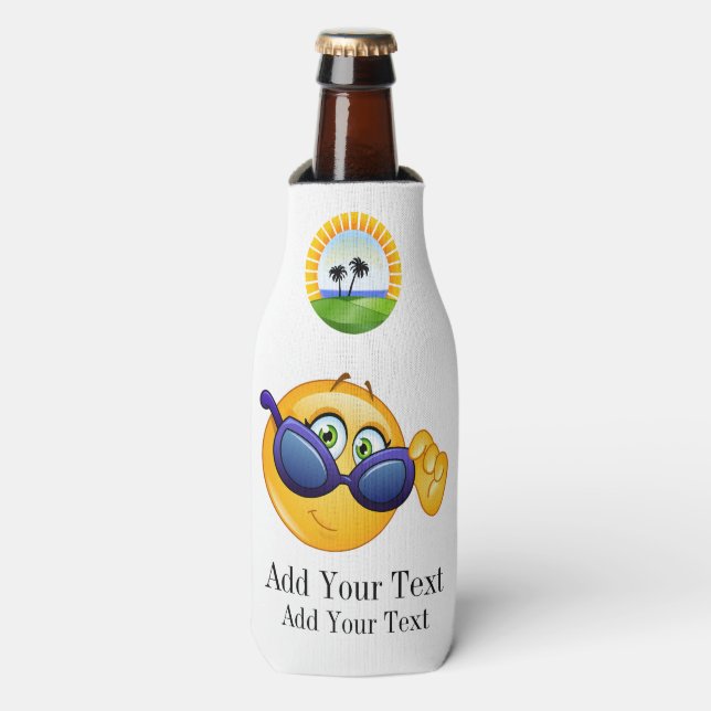 Smilie with Sunglasses Bottle Cooler - srf (Bottle Front)