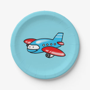 Smiling Aeroplane Party Design Paper Plate