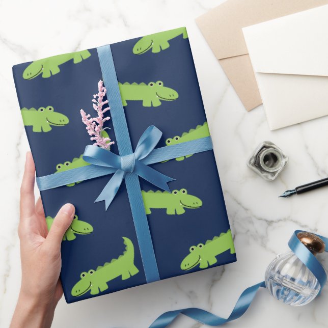 Smiling Alligators Pattern Wrapping Paper (Gifting)