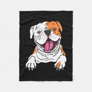 Smiling American Bulldog English Puppy Dog Lover Fleece Blanket