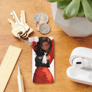 Smiling Anime Woman Key Ring