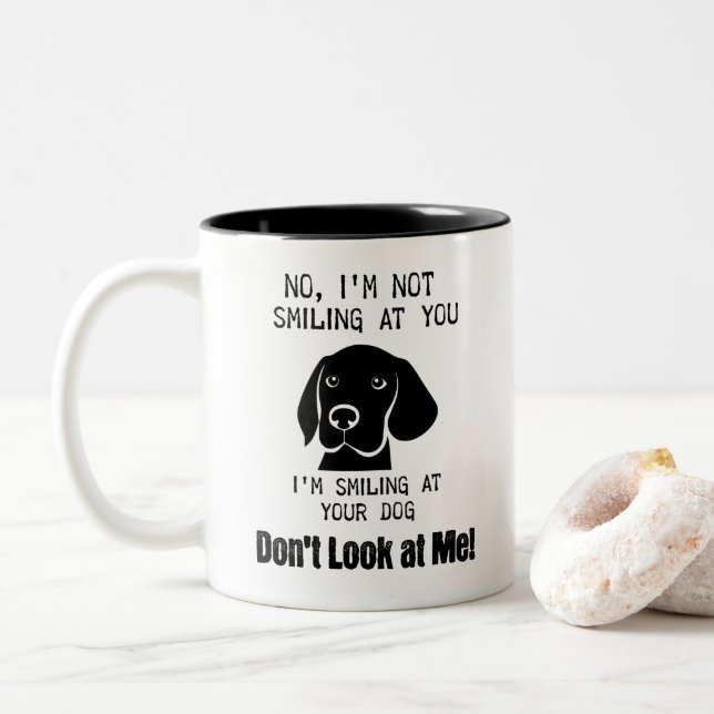 Smiling at Your Dog Two-Tone Coffee Mug (With Donut)