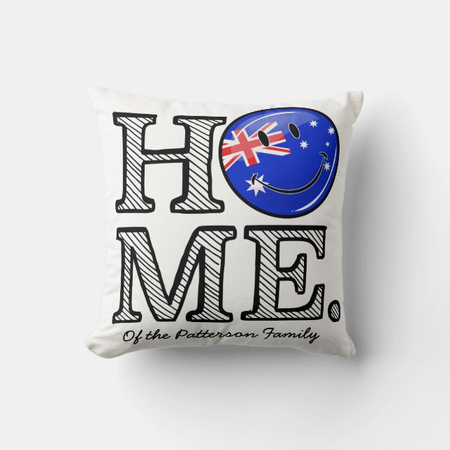 Smiling Australian Flag Housewarming Cushion (Front)