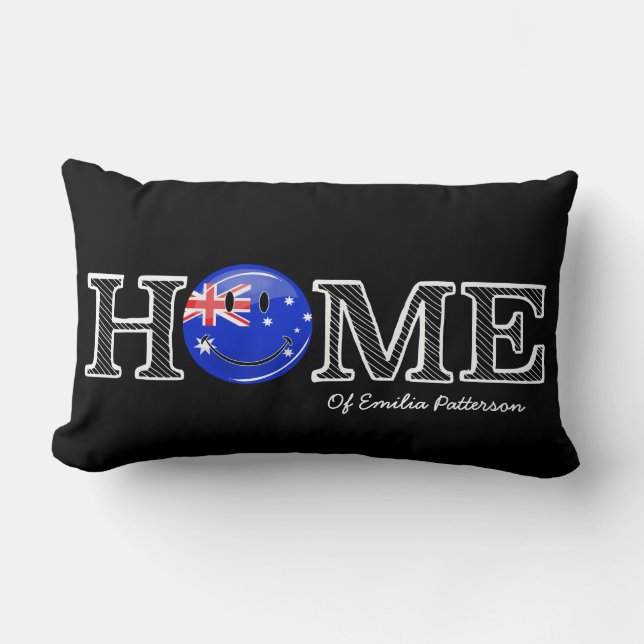 Smiling Australian Flag Housewarming Lumbar Cushion (Front)