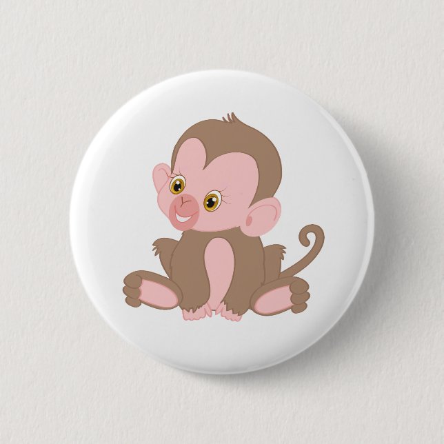 Smiling Baby Monkey 6 Cm Round Badge (Front)