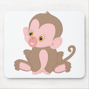 Smiling Baby Monkey Mouse Mat