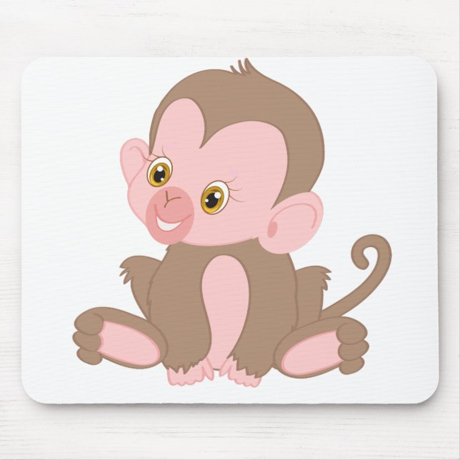Smiling Baby Monkey Mouse Mat (Front)