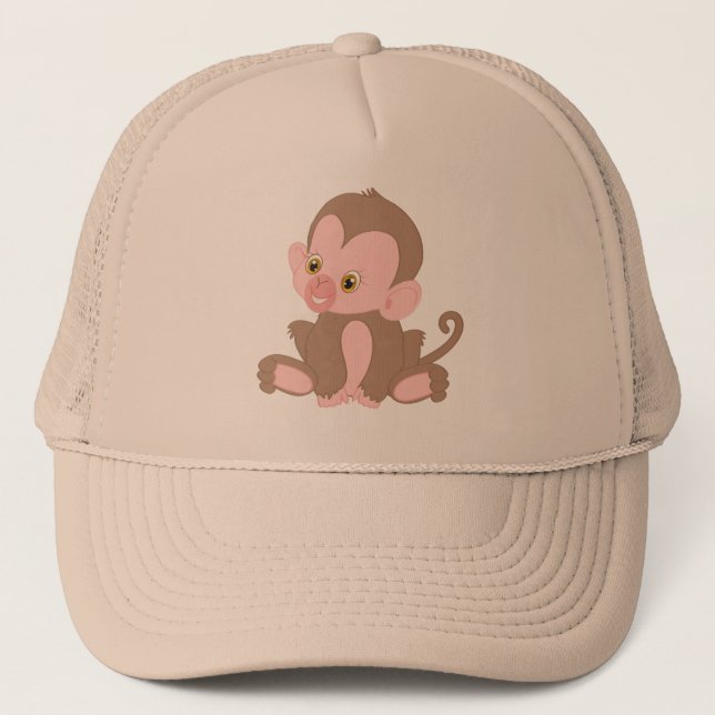 Smiling Baby Monkey Trucker Hat (Front)